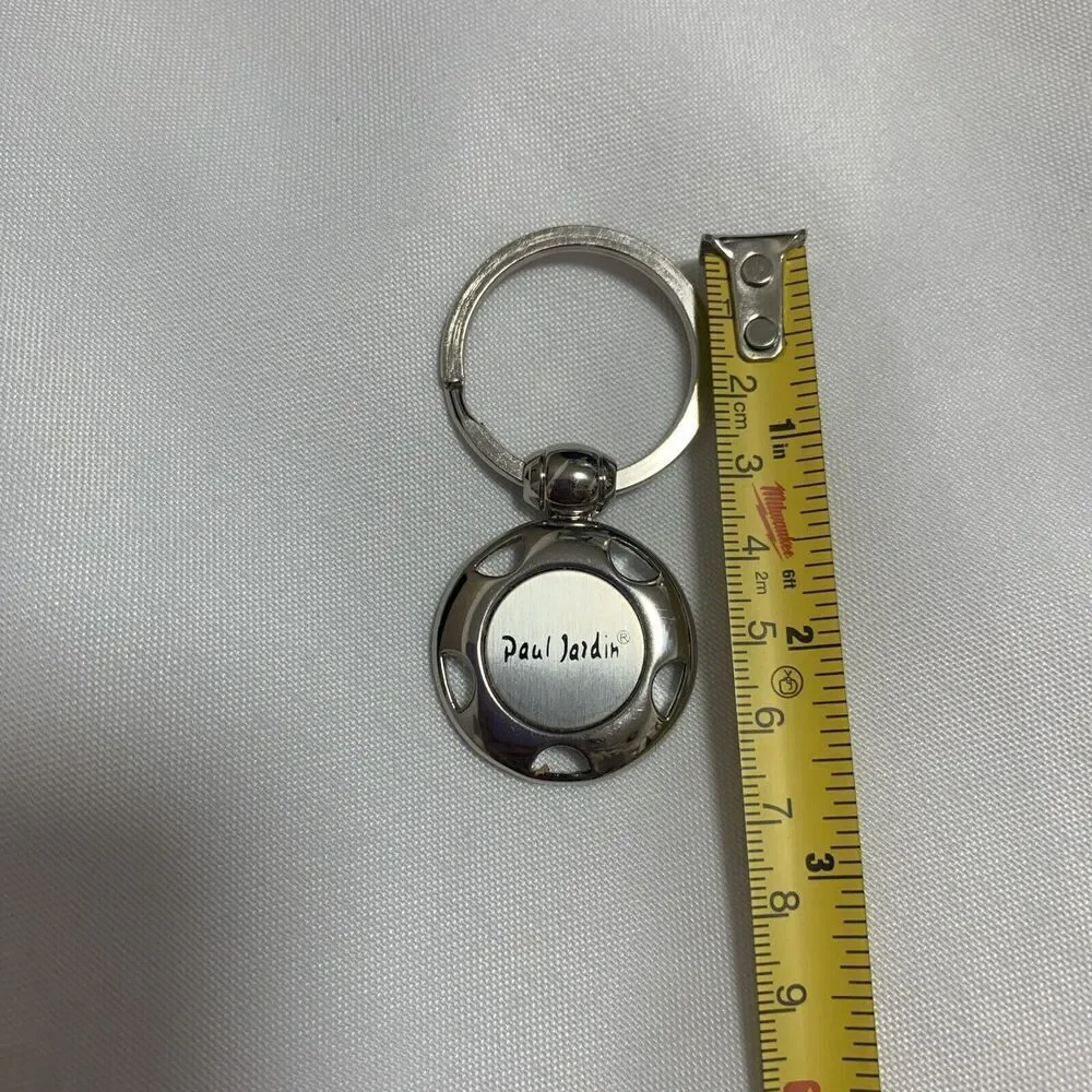 Paul Jardin Keychain Designer Logo Keyring Silver tone Metal Key